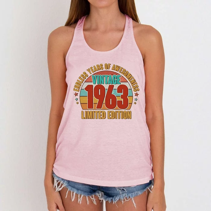 Vintage 1963 Endless Years Of Awesomeness Limited Edition 60th Birthday Women's Knotted Racerback Tank