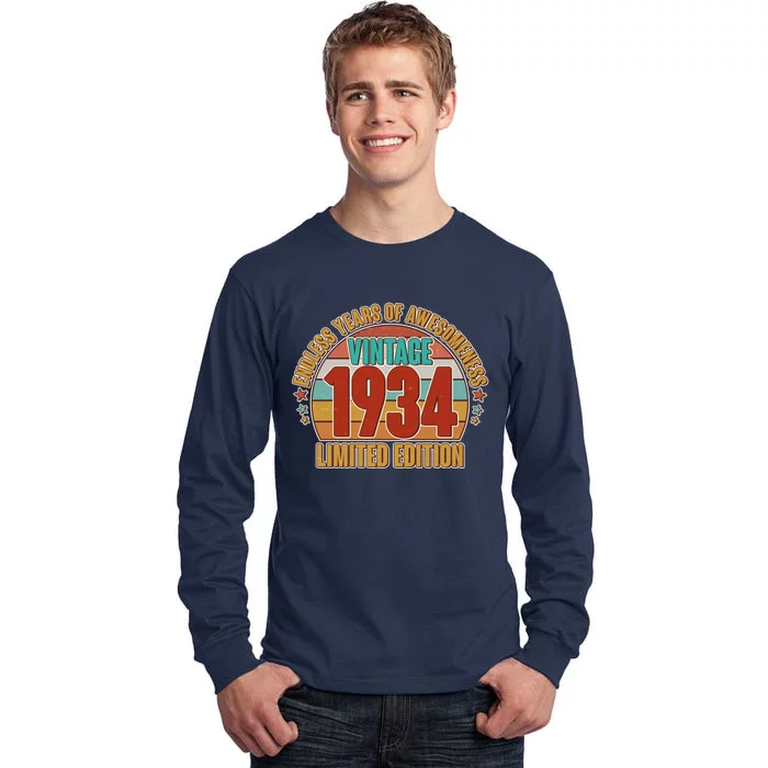 Vintage 1934 Endless Years Of Awesomeness Limited Edition 90th Birthday Tall Long Sleeve T-Shirt