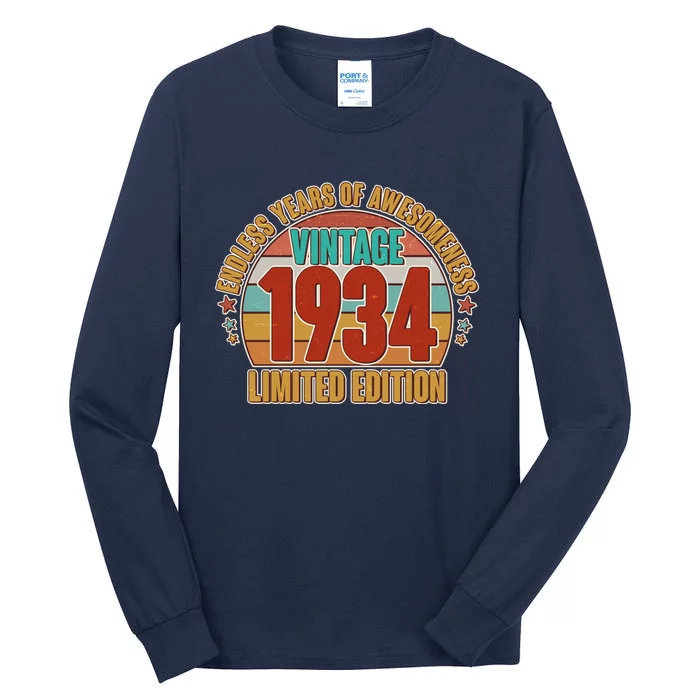 Vintage 1934 Endless Years Of Awesomeness Limited Edition 90th Birthday Tall Long Sleeve T-Shirt