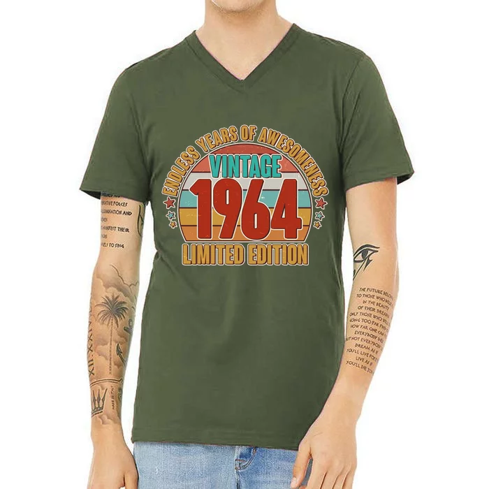 Vintage 1964 Endless Years Of Awesomeness Limited Edition 60th Birthday V-Neck T-Shirt