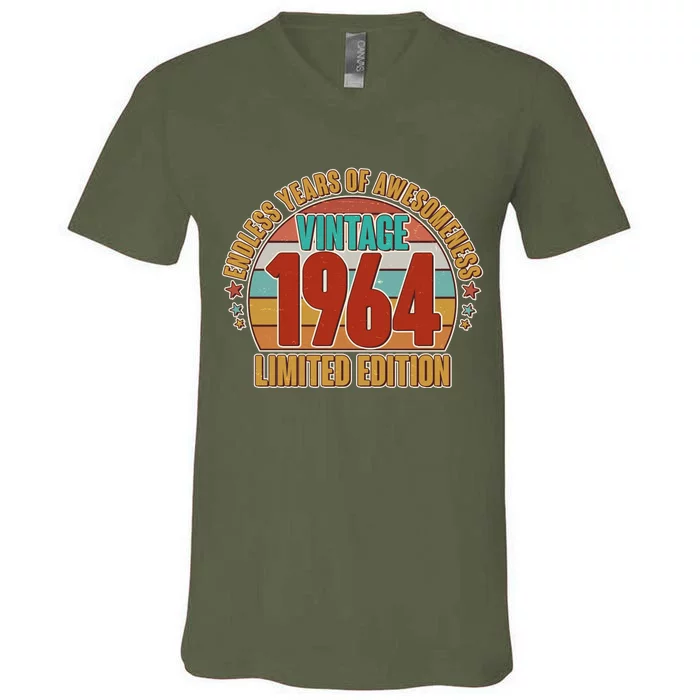 Vintage 1964 Endless Years Of Awesomeness Limited Edition 60th Birthday V-Neck T-Shirt