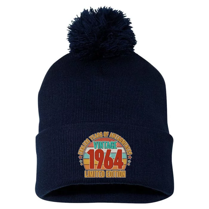 Vintage 1964 Endless Years Of Awesomeness Limited Edition 60th Birthday Pom Pom 12in Knit Beanie