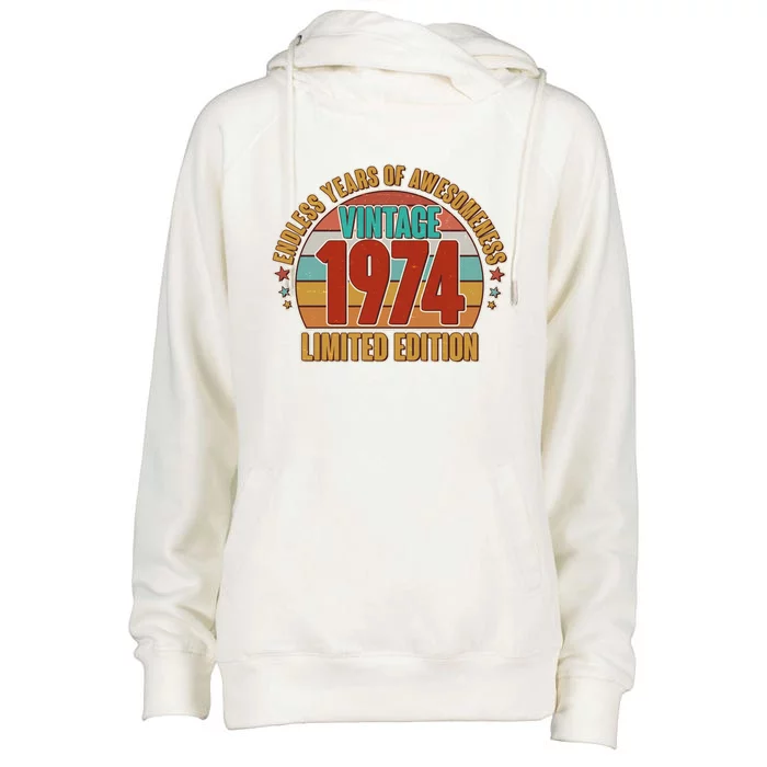 Vintage 1974 Endless Years Of Awesomeness Limited Edition 50th Birthday Womens Funnel Neck Pullover Hood