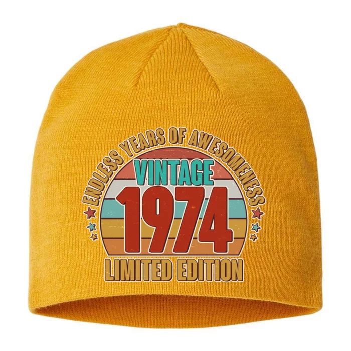 Vintage 1974 Endless Years Of Awesomeness Limited Edition 50th Birthday 8 1/2in Sustainable Knit Beanie