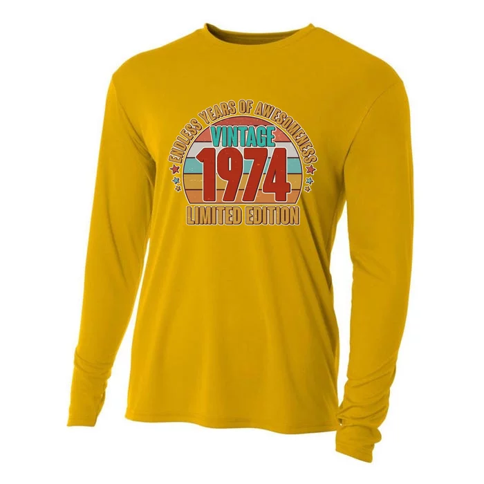 Vintage 1974 Endless Years Of Awesomeness Limited Edition 50th Birthday Cooling Performance Long Sleeve Crew