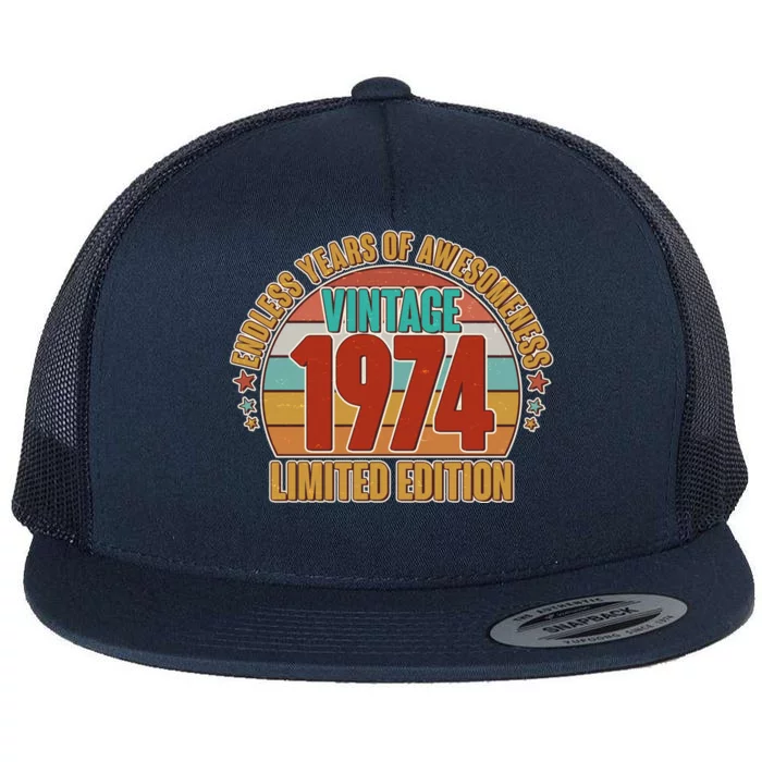 Vintage 1974 Endless Years Of Awesomeness Limited Edition 50th Birthday Flat Bill Trucker Hat