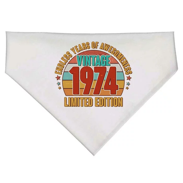 Vintage 1974 Endless Years Of Awesomeness Limited Edition 50th Birthday USA-Made Doggie Bandana