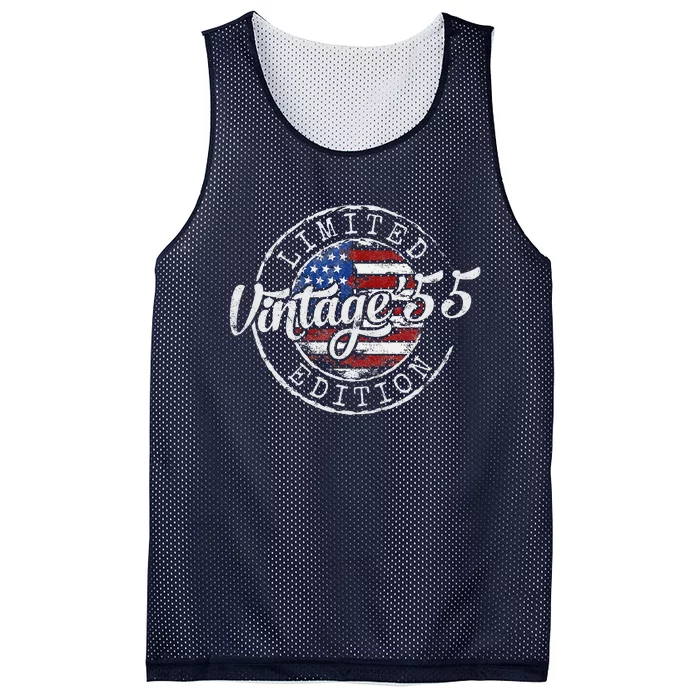 Vintage 1955 Flag Stamp 68th Birthday Gifts 68 Year Old Mesh Reversible Basketball Jersey Tank