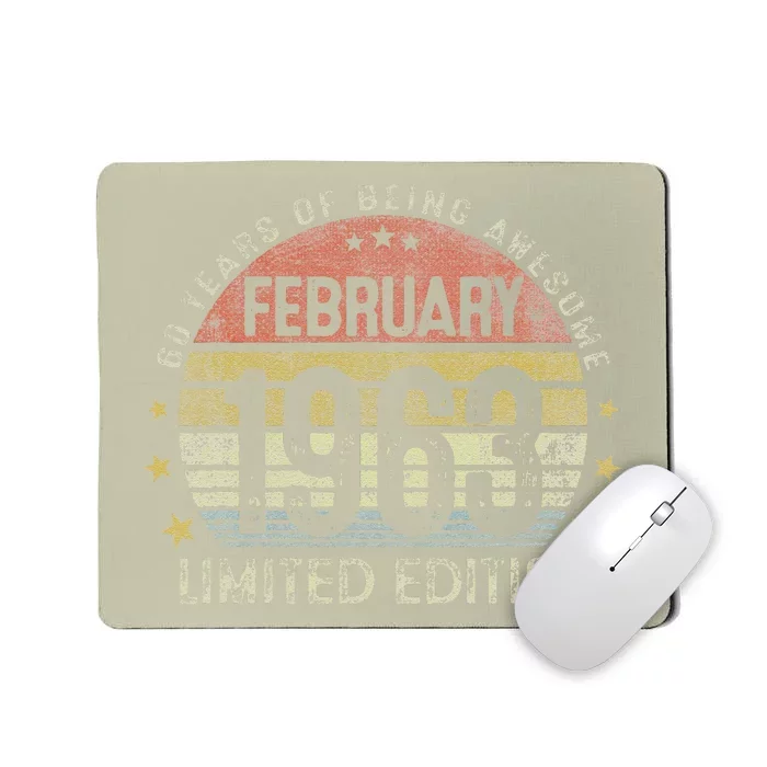 Vintage 1963 February 1963 60 Year Old 60th Birthday Gifts Mousepad