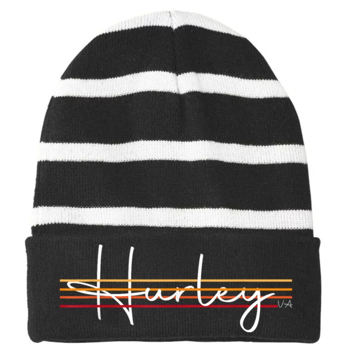 Vintage 1980s Graphic Style Hurley Virginia Striped Beanie with Solid Band