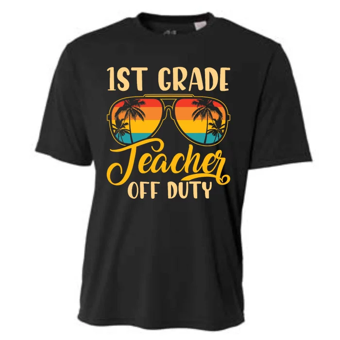 Vintage 1st Grade Teacher Off Duty Last Day Of School Summer Cooling Performance Crew T-Shirt