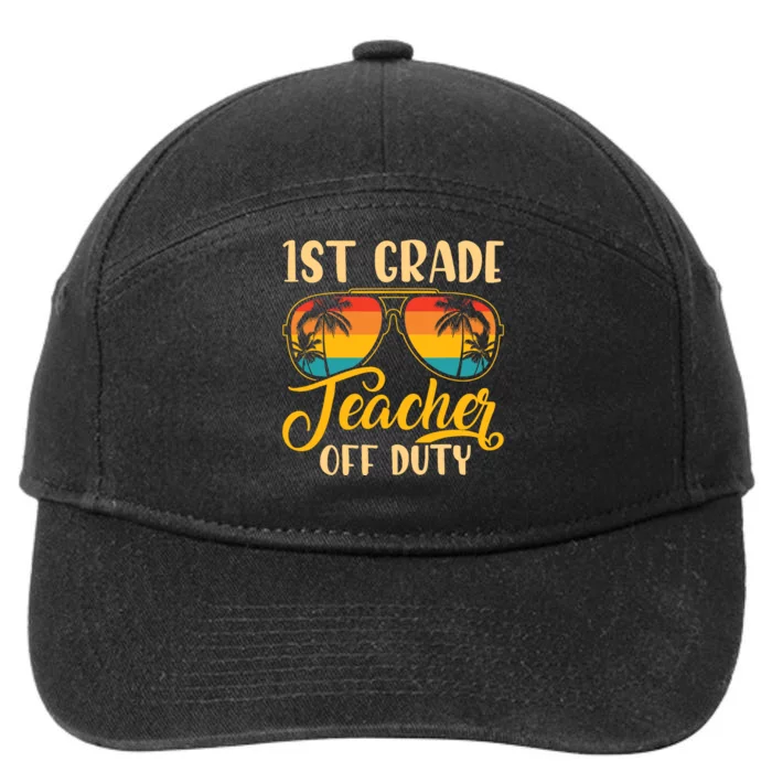 Vintage 1st Grade Teacher Off Duty Last Day Of School Summer 7-Panel Snapback Hat