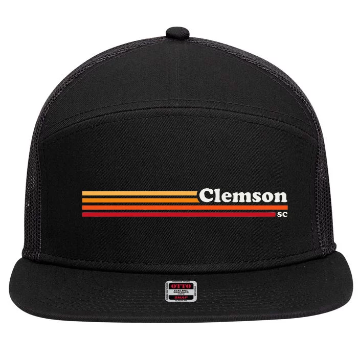 Vintage 1980s Graphic Style Clemson South Carolina 7 Panel Mesh Trucker Snapback Hat