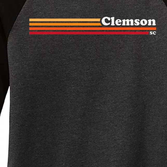 Vintage 1980s Graphic Style Clemson South Carolina Women's Tri-Blend 3/4-Sleeve Raglan Shirt