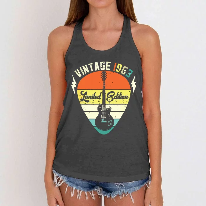 Vintage 1963 Guitar Player 60th Birthday Limited Edition Women's Knotted Racerback Tank