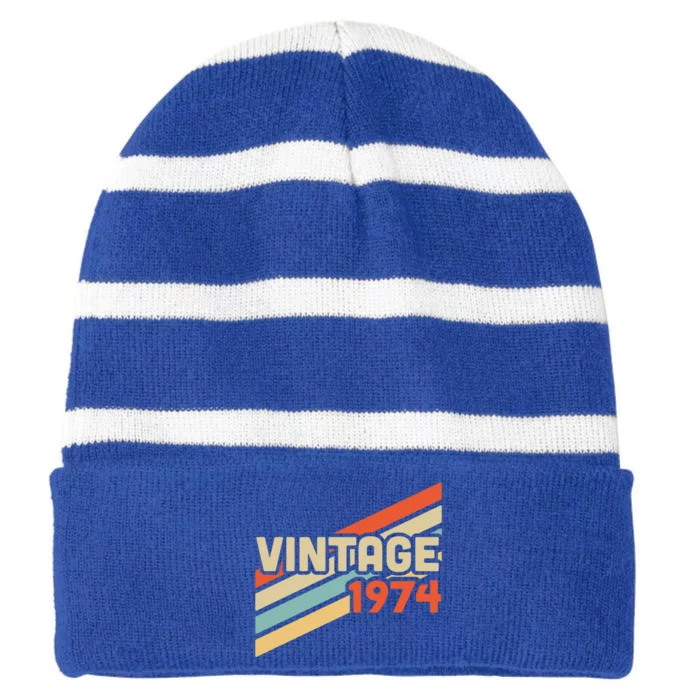 Vintage 1974 Gift Striped Beanie with Solid Band