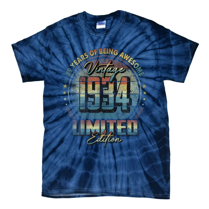 Vintage 1934 Limited Edition 89 Year Old 89th Birthday Tie-Dye T-Shirt