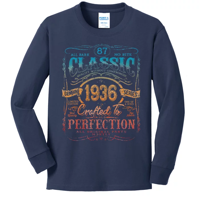 Vintage 1936 Limited Edition 87 Year Old 87th Birthday Kids Long Sleeve Shirt