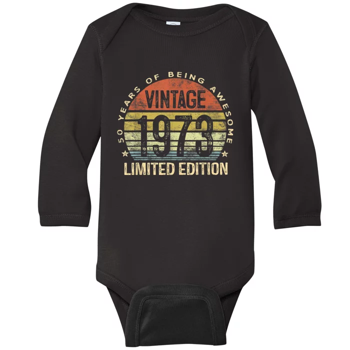 Vintage 1973 Limited Edition 50 Year Old Gifts 50th Birthday Baby Long Sleeve Bodysuit