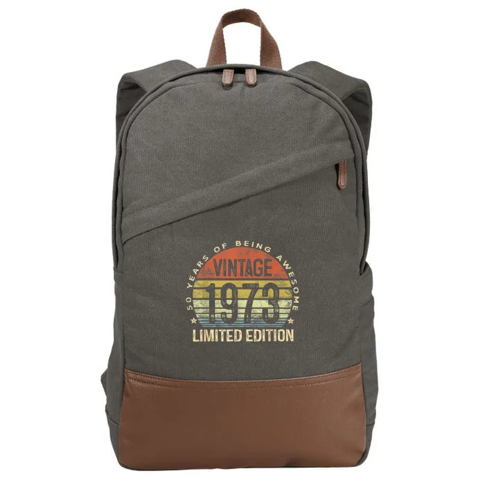 Vintage 1973 Limited Edition 50 Year Old Gifts 50th Birthday Cotton Canvas Backpack