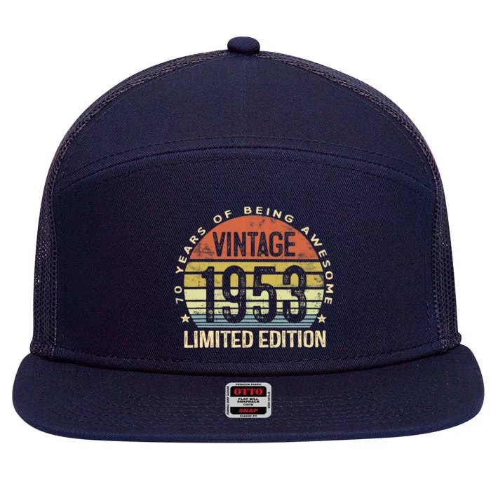 Vintage 1953 Limited Edition 70 Year Old Gifts 70th Birthday 7 Panel Mesh Trucker Snapback Hat