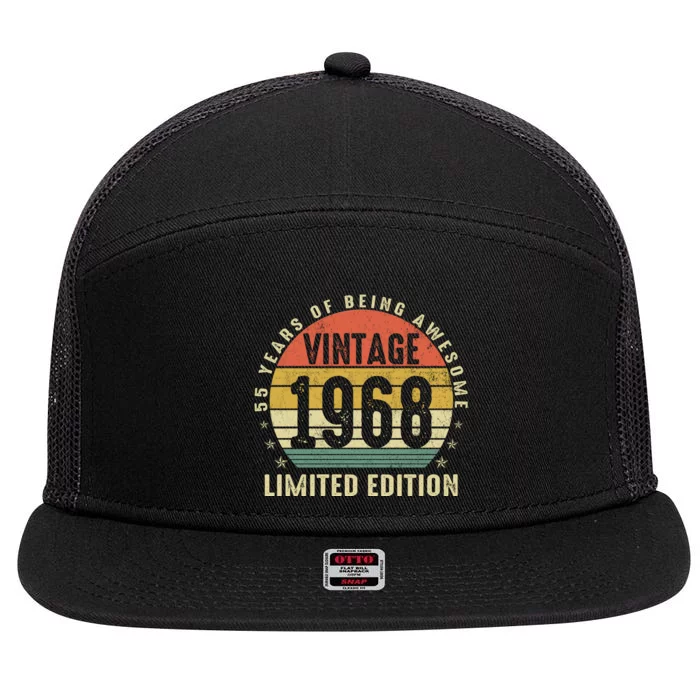 Vintage 1968 Limited Edition 55 Year Old Gifts 55th Birthday 7 Panel Mesh Trucker Snapback Hat