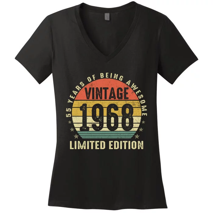 Vintage 1968 Limited Edition 55 Year Old Gifts 55th Birthday Women's V-Neck T-Shirt