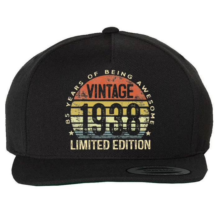 Vintage 1938 Limited Edition 85 Year Old Gifts 85th Birthday Wool Snapback Cap