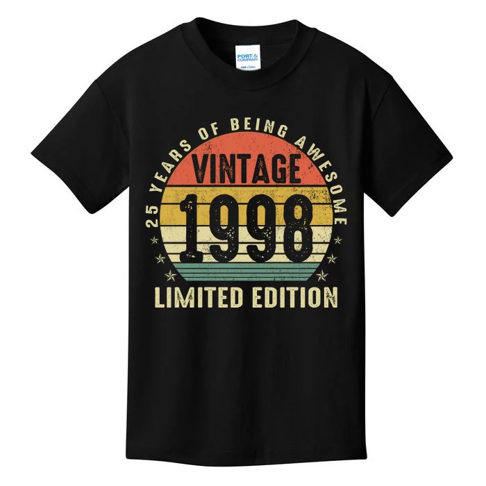 Vintage 1998 Limited Edition 25 Year Old Gifts 25th Birthday Kids T-Shirt