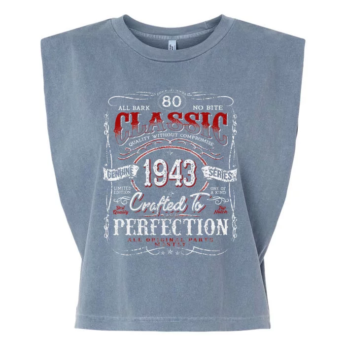 Vintage 1943 Limited Edition 80 Year Old 80th Birthday Cute Garment-Dyed Women's Muscle Tee