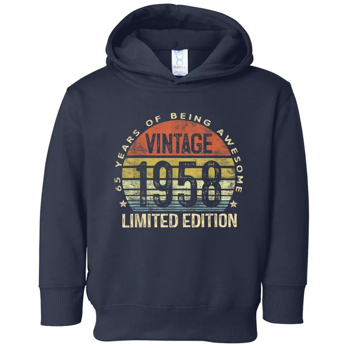 Vintage 1958 Limited Edition 65 Year Old Gifts 65th Birthday Toddler Hoodie