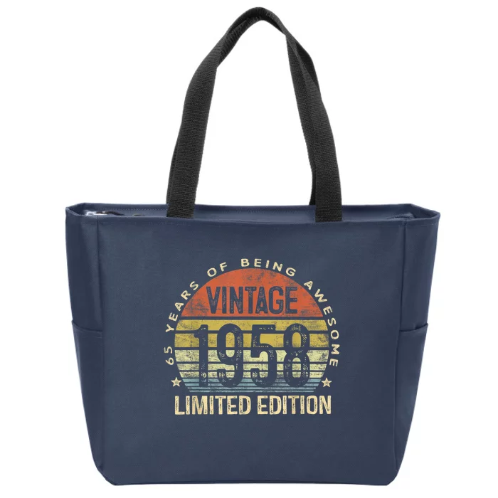 Vintage 1958 Limited Edition 65 Year Old Gifts 65th Birthday Zip Tote Bag