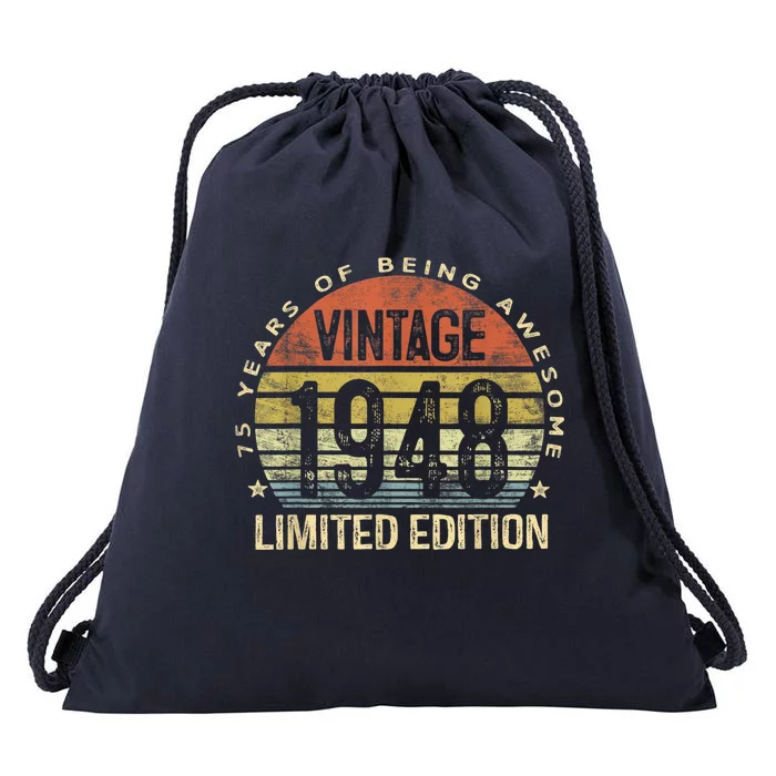 Vintage 1948 Limited Edition 75 Year Old Gifts 75th Birthday Present Drawstring Bag