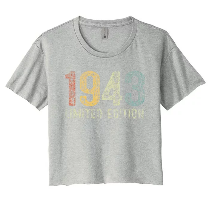 Vintage 1943 Limited Edition 80 Year Old 80th Birthday Gifts Women's Crop Top Tee