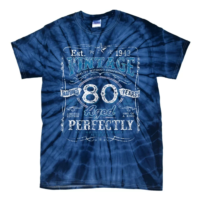 Vintage 1943 Limited Edition 80 Year Old 80th Birthdays Tie-Dye T-Shirt