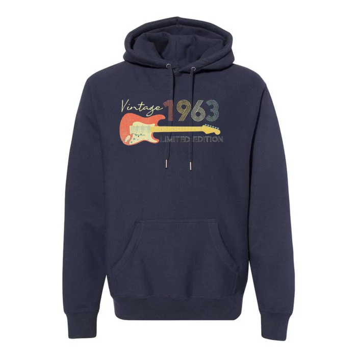 Vintage 1963 Limited Edition 60th Birthday Guitar Player Premium Hoodie