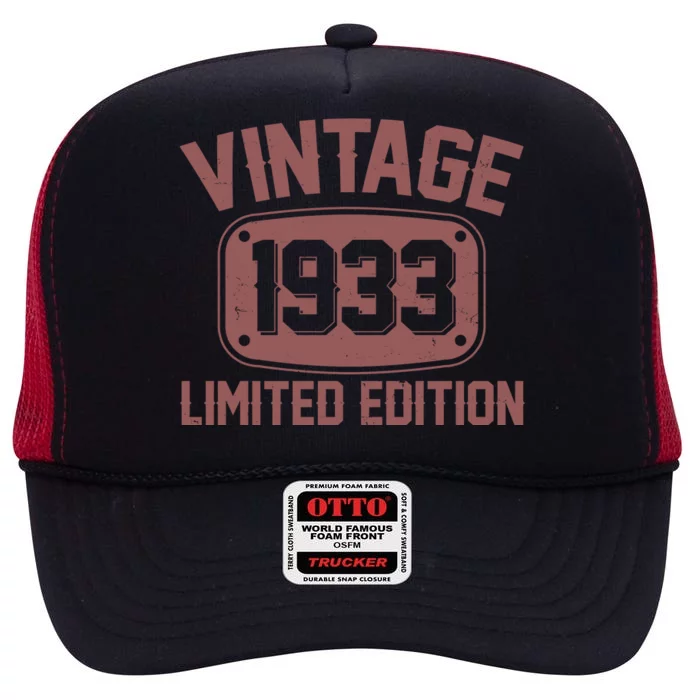 Vintage 1933 Limited Edition 90th Birthday High Crown Mesh Trucker Hat