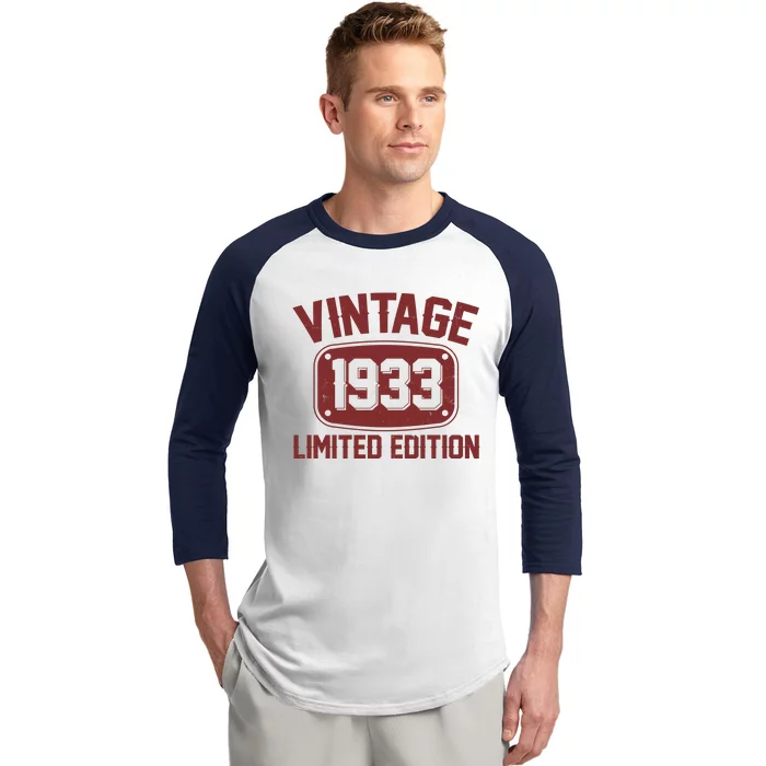 Vintage 1933 Limited Edition 90th Birthday Baseball Sleeve Shirt