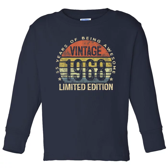 Vintage 1968 Limited Edition 55 Year Old Gifts 55th Birthday Toddler Long Sleeve Shirt