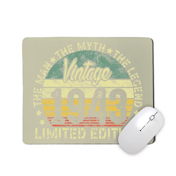 Vintage 1943 Limited Edition 80 Year Old Retro 80th Birthday Mousepad