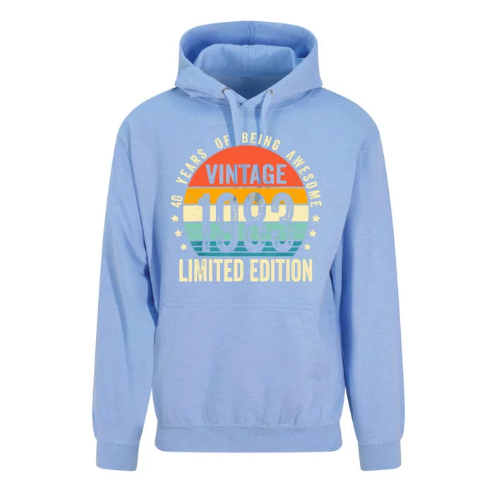 Vintage 1983 Limited Edition 40 Year Old Gifts 40th Birthday Unisex Surf Hoodie