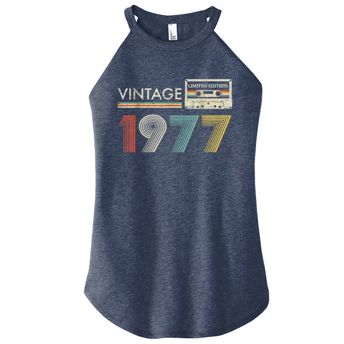 Vintage 1977 Limited Edition Retro Cassette 45th Birthday Women’s Perfect Tri Rocker Tank