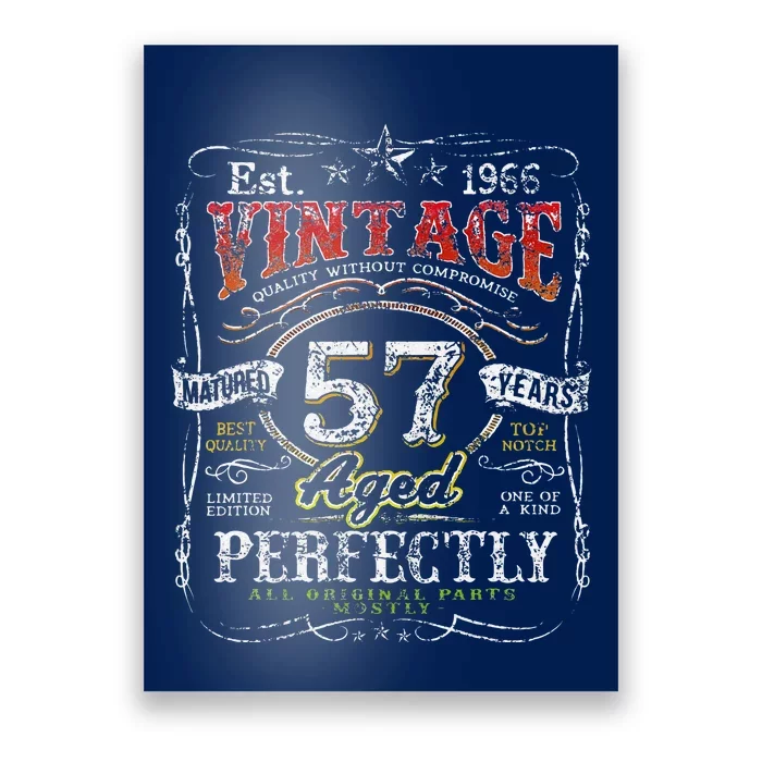 Vintage 1966 Limited Edition 57 Year Old 57th Birthdays Poster