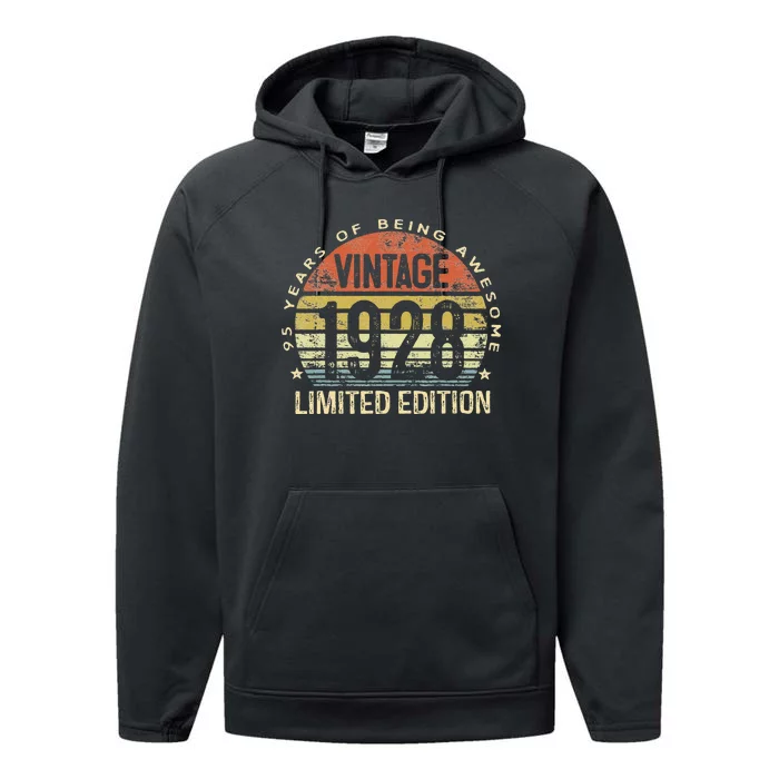 Vintage 1928 Limited Edition 95 Year Old Gifts 95th Birthday Performance Fleece Hoodie