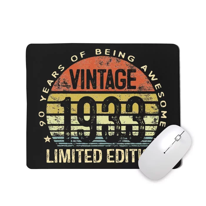 Vintage 1933 Limited Edition 90 Year Old Gifts 90th Birthday Mousepad