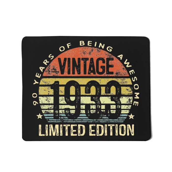 Vintage 1933 Limited Edition 90 Year Old Gifts 90th Birthday Mousepad