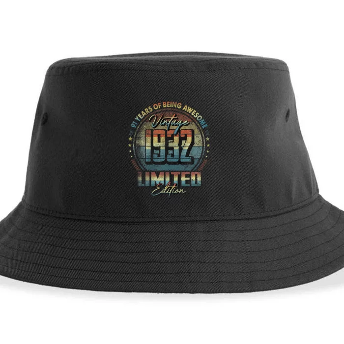 Vintage 1932 Limited Edition 91 Year Old 91st Birthday Sustainable Bucket Hat