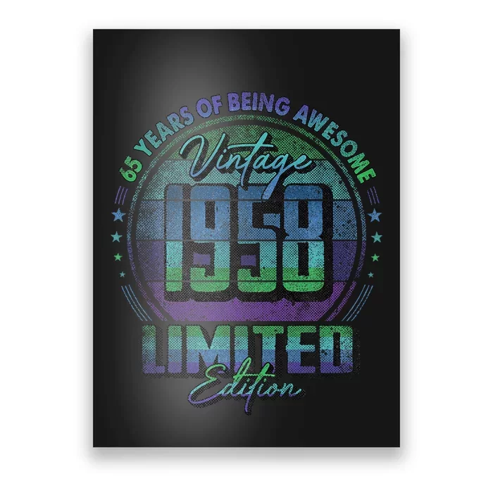 Vintage 1958 Limited Edition 65 Year Old 65th Birthday Poster