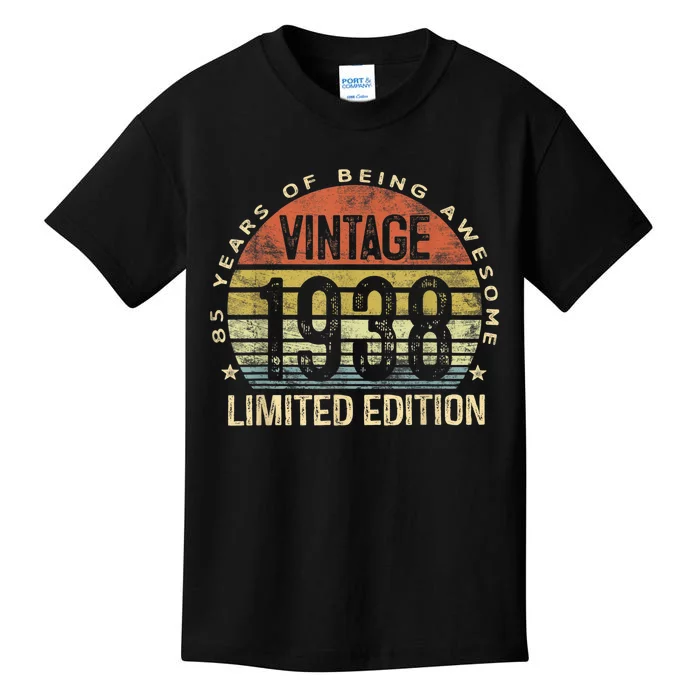 Vintage 1938 Limited Edition 85 Year Old Gifts 85th Birthday Kids T-Shirt