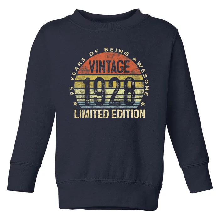 Vintage 1928 Limited Edition 95 Year Old Gifts 95th Birthday Present Toddler Sweatshirt